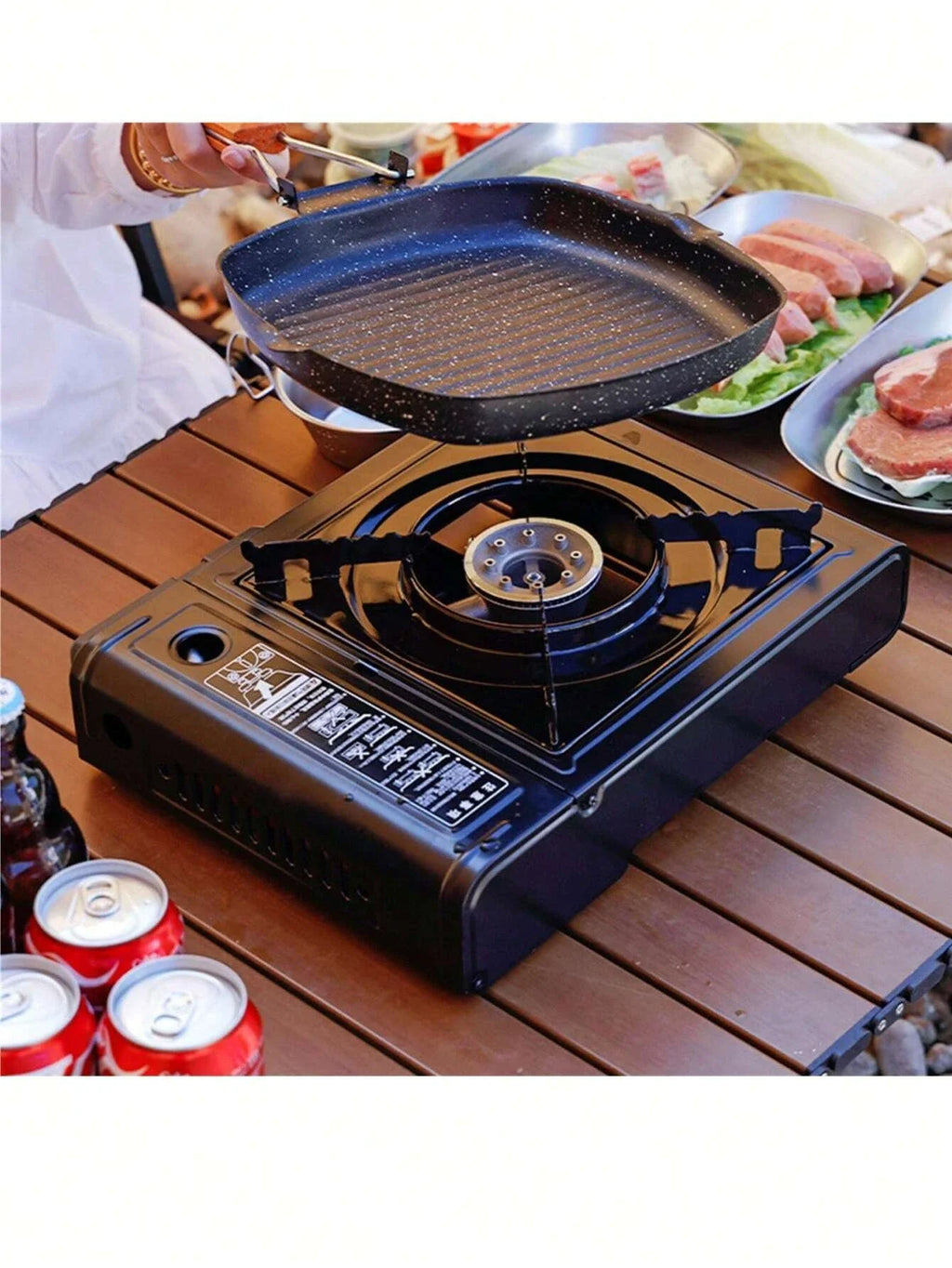 1 Piece Portable Outdoor Household Mini Cassette Stove Small Outdoor Camping Style Gas Stove Portable Gas Gas Stove Barbecue Plate Bbq Fried Meat Plate